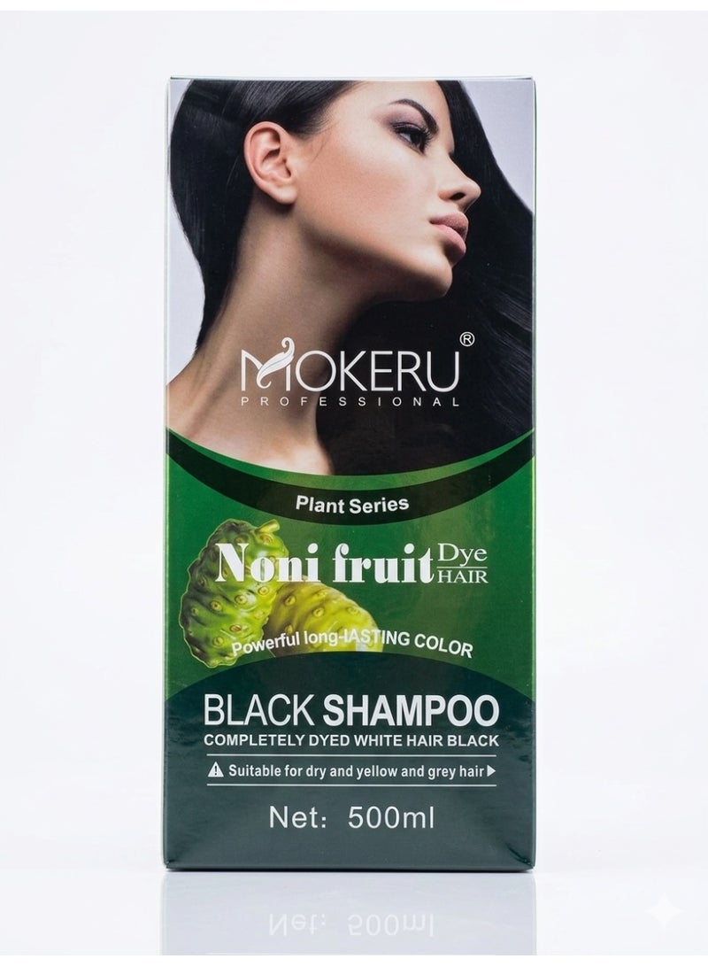 Mokeru Professional Noni Fruit Black Hair Dye Shampoo, 500ml