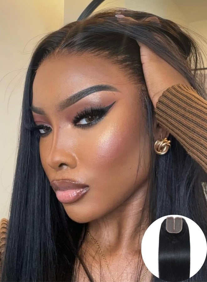 Nadula 12A Light Yaki Straight 4X4 Lace Closure Free Part Human Hair, 100% Unprocessed Brazilian Virgin Human Hair Transparent Lace Closure Black Color 20inch - Image 2