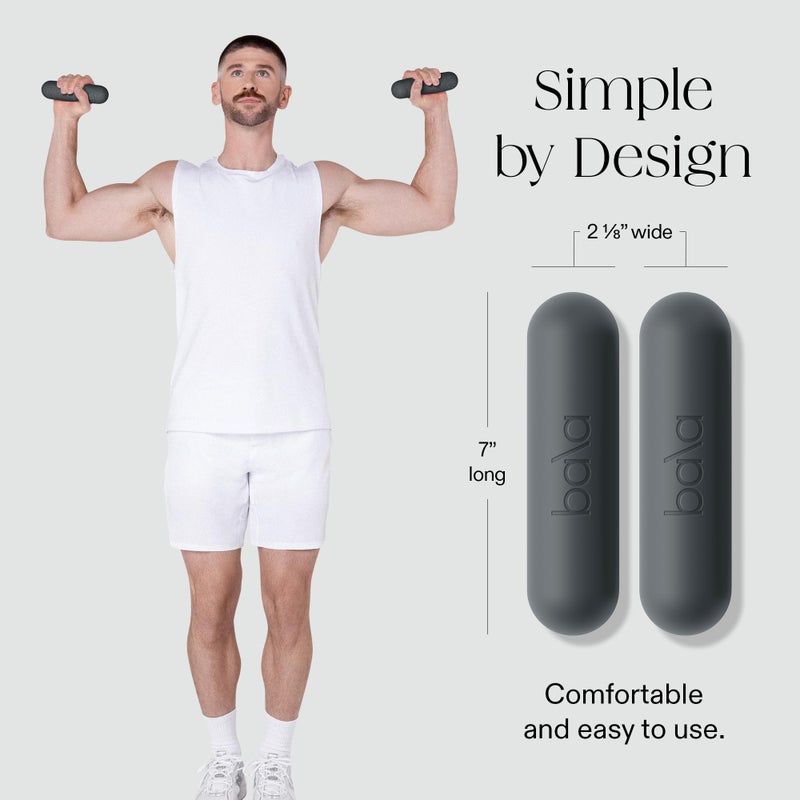 Bala Bars Dumbbell Set for Women & Men, 3lb Dumbbells (Charcoal) - Set of 2 Bars Designed for Walking, Strength Training, HIIT, Boxing & Aerobics - Dumbbell Weights for Working Out at Home - Image 4