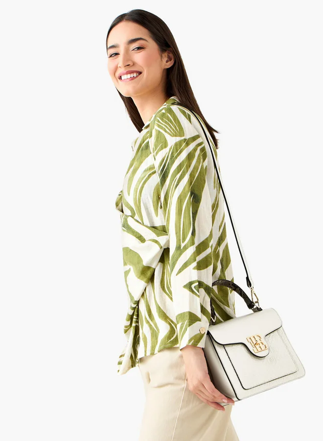 ايل Monogram Embossed Satchel Bag with Top Handle