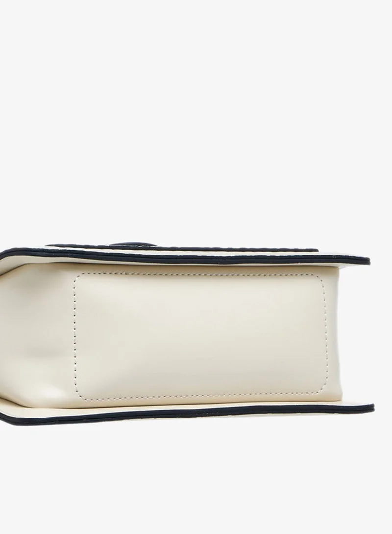 ELLE IVORY Monogram Embossed Satchel Bag with Top Handle for Women | Best Price UAE