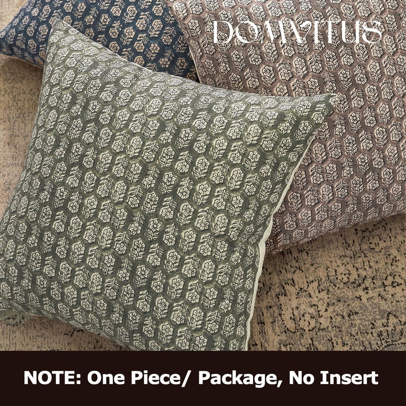 DOMVITUS Pillow Covers 20x20, Floral Pillow Covers, Couch Pillows for Living Room, Decorative Farmhouse Accent Print Throw Pillow Covers, 1PC, Mineral Green - Image 5