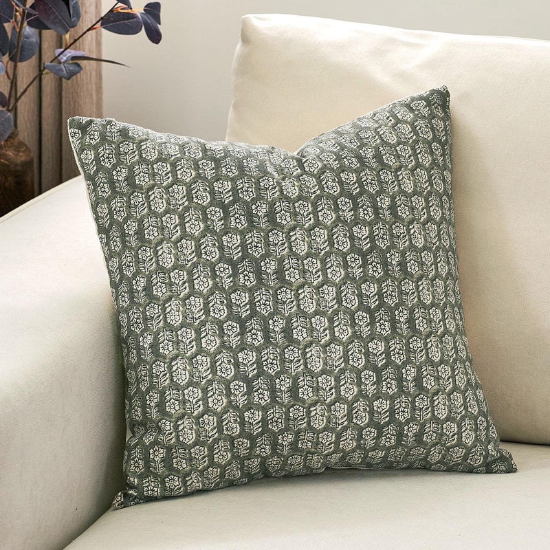 DOMVITUS Pillow Covers 20x20, Floral Pillow Covers, Couch Pillows for Living Room, Decorative Farmhouse Accent Print Throw Pillow Covers, 1PC, Mineral Green - Image 1
