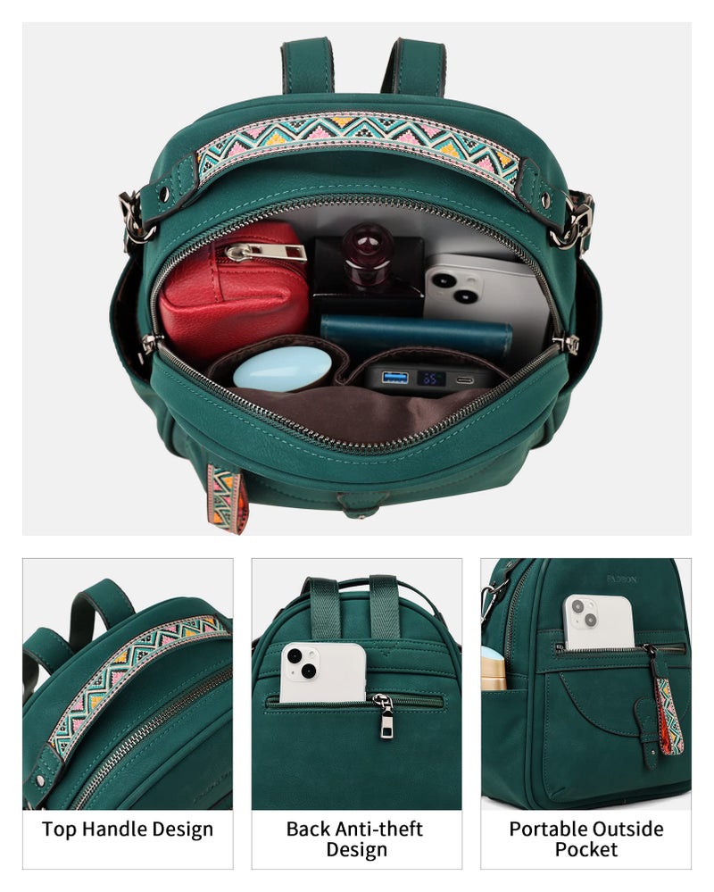 FADEON Mini Backpack Purse for Women, Designer Leather Cute Roomly Small Backpacks, Ladies Shoulder Backpack Fashion Handbag - Image 4
