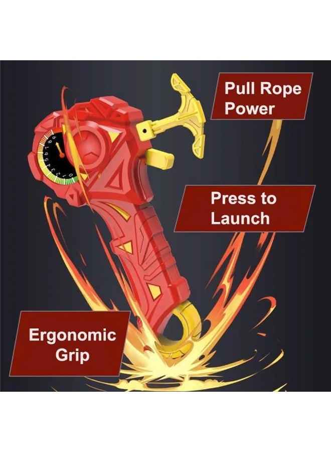 YelaJoy 2 Pcs Gyro Battling Top Burst Blade Gyro Toy Battle Launcher with Custom Launcher Handle (Red and Blue) - Image 3