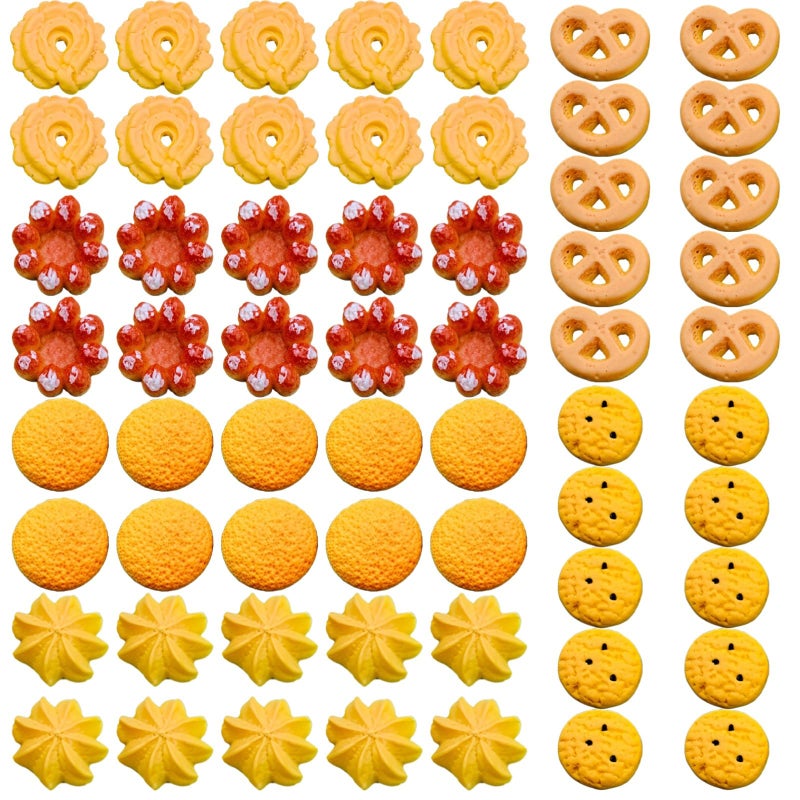 Realistic Miniature Resin Cookie Biscuit Chips DIY Craft Decor 60 Pieces - Image 2