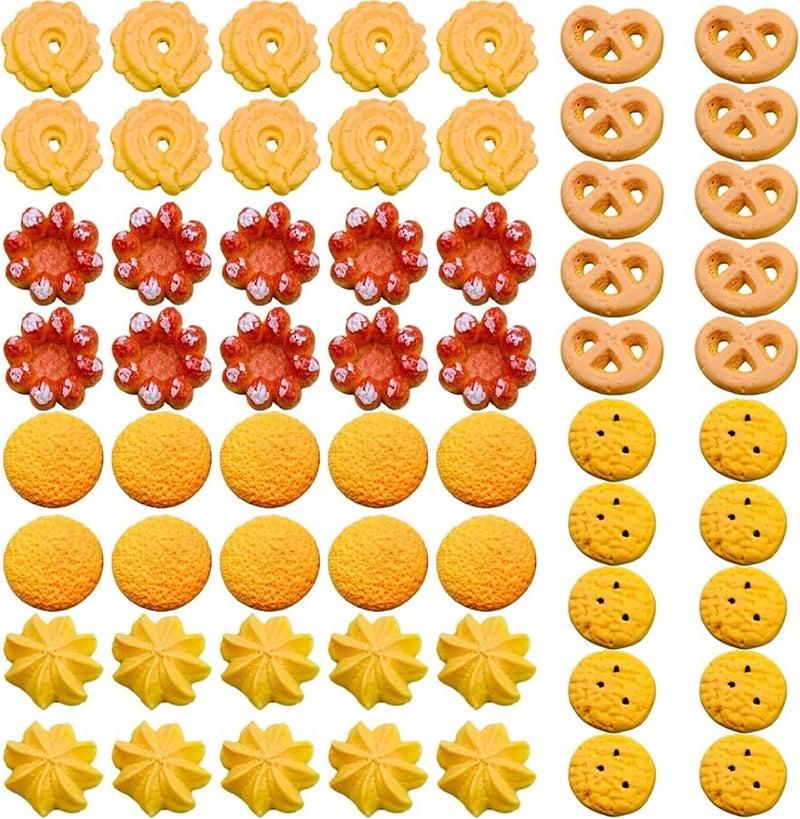 Realistic Miniature Resin Cookie Biscuit Chips DIY Craft Decor 60 Pieces - Image 1