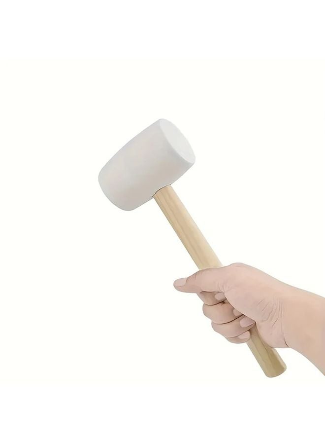 8oz Premium Rubber Hammer Non Slip Wooden Handle Soft Dual Sided White Head - Image 2