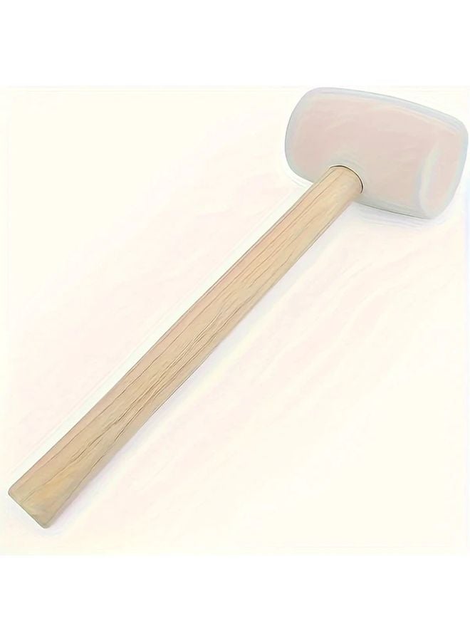 8oz Premium Rubber Hammer Non Slip Wooden Handle Soft Dual Sided White Head - Image 1