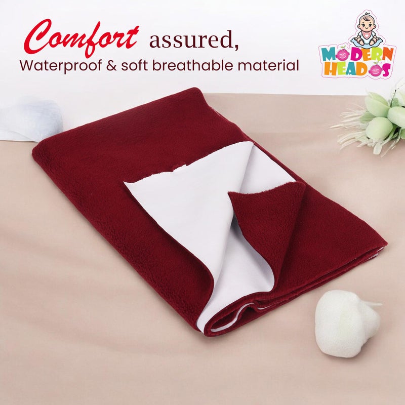 Modern Heados Anti-Piling Fleece Extra Absorbent Quick Dry Sheet for New Born Babies, Cotton Bed Protector Mattress, Reusable Waterproof Baby Cot Sheet Pack of 2 (MDDR_04-M) - Image 5