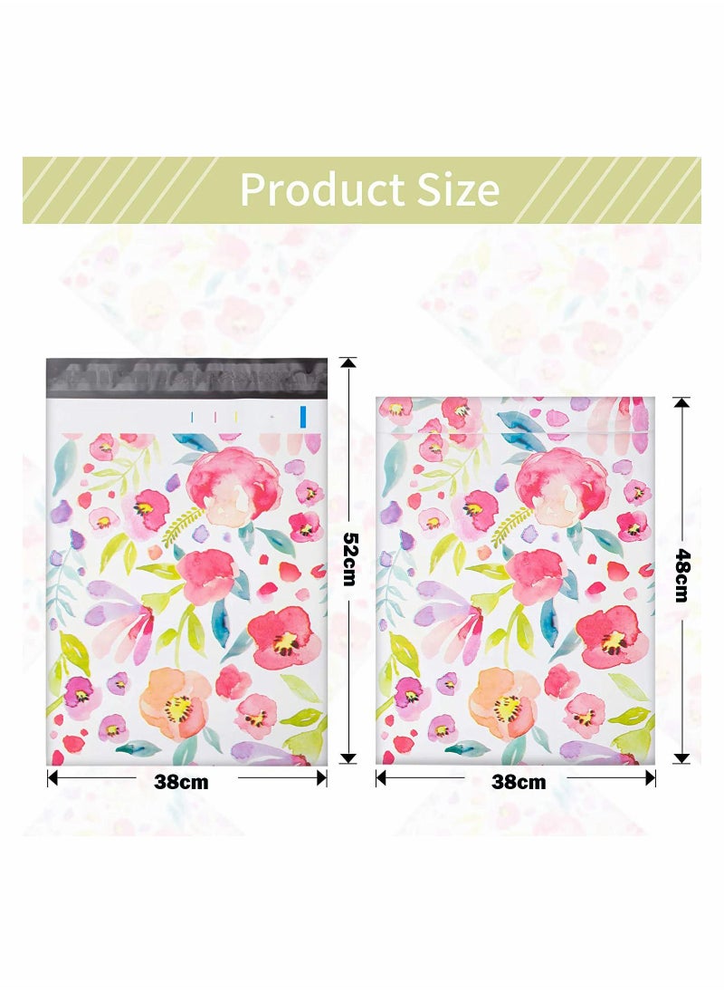 Excefore - 100PCS Large Poly Mailers Shipping Bags, Fashion Shipping Envelopes, Plastic Packaging Bags, Self-Seal Polymailers, Mailers Poly Bags, Mailing Bags for Small Business 38x52cm(Floral) - Image 1