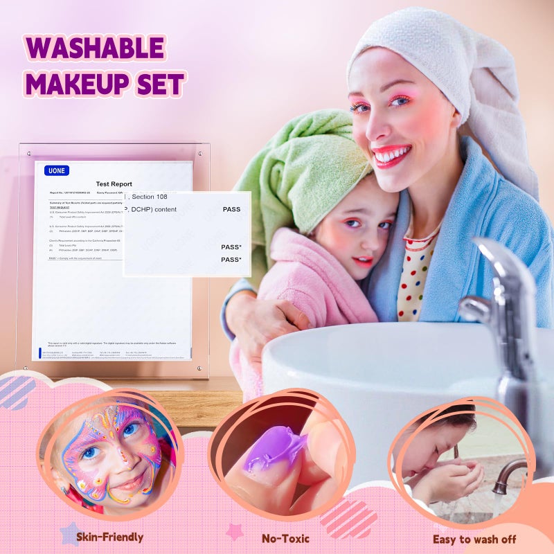 Beayuck Kids Makeup Kit For Girl - Kids Makeup Girl Toys With Flying Horse Storage Case  Girl Makeup Sets Kids Toys Kids Play Makeup Set For Girls Christmas Birthday Gift Toys 3-12 Years Old Girl - Image 5
