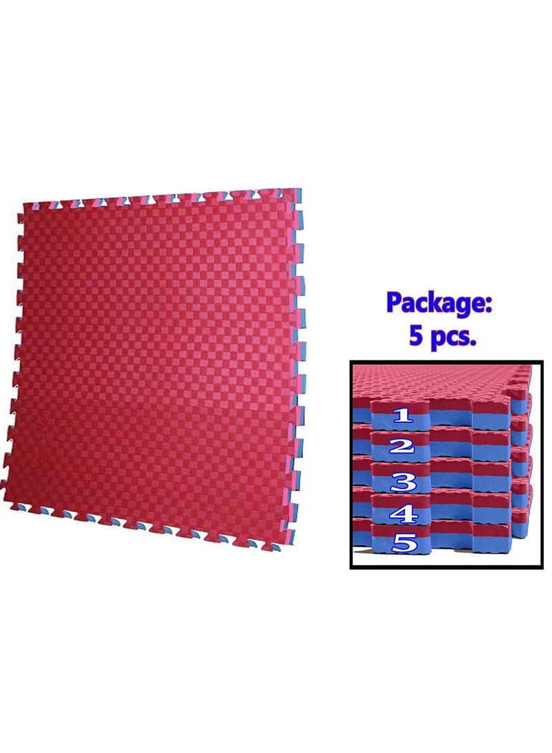 سكاي لاند حصائر ألغاز متشابكة عالية الكثافة من EVA (5 قطع) بجودة ممتازة | سماكة 2.5 سم | مثالية لـ MMA، تدريب القوة، الأرضيات الرياضية المنزلية، الفنون القتالية، اليوغا، التمارين الرياضية، الأنشطة البدنية، وحماية الأرضيات | ألوان أحمر/أزرق، 104.5 × 104.5 × 2.5 سم | حصيرة رياضية متينة - EM-9318 - Image 2