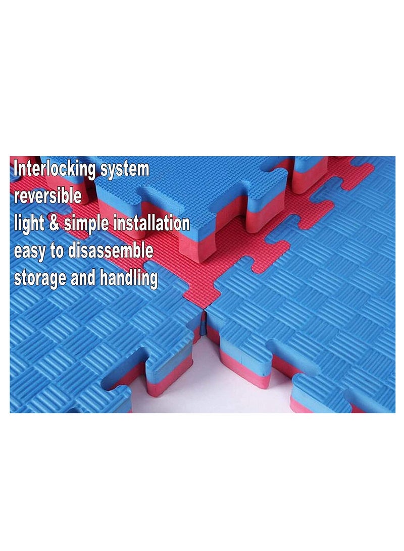 سكاي لاند حصائر ألغاز متشابكة عالية الكثافة من EVA (5 قطع) بجودة ممتازة | سماكة 2.5 سم | مثالية لـ MMA، تدريب القوة، الأرضيات الرياضية المنزلية، الفنون القتالية، اليوغا، التمارين الرياضية، الأنشطة البدنية، وحماية الأرضيات | ألوان أحمر/أزرق، 104.5 × 104.5 × 2.5 سم | حصيرة رياضية متينة - EM-9318 - Image 3