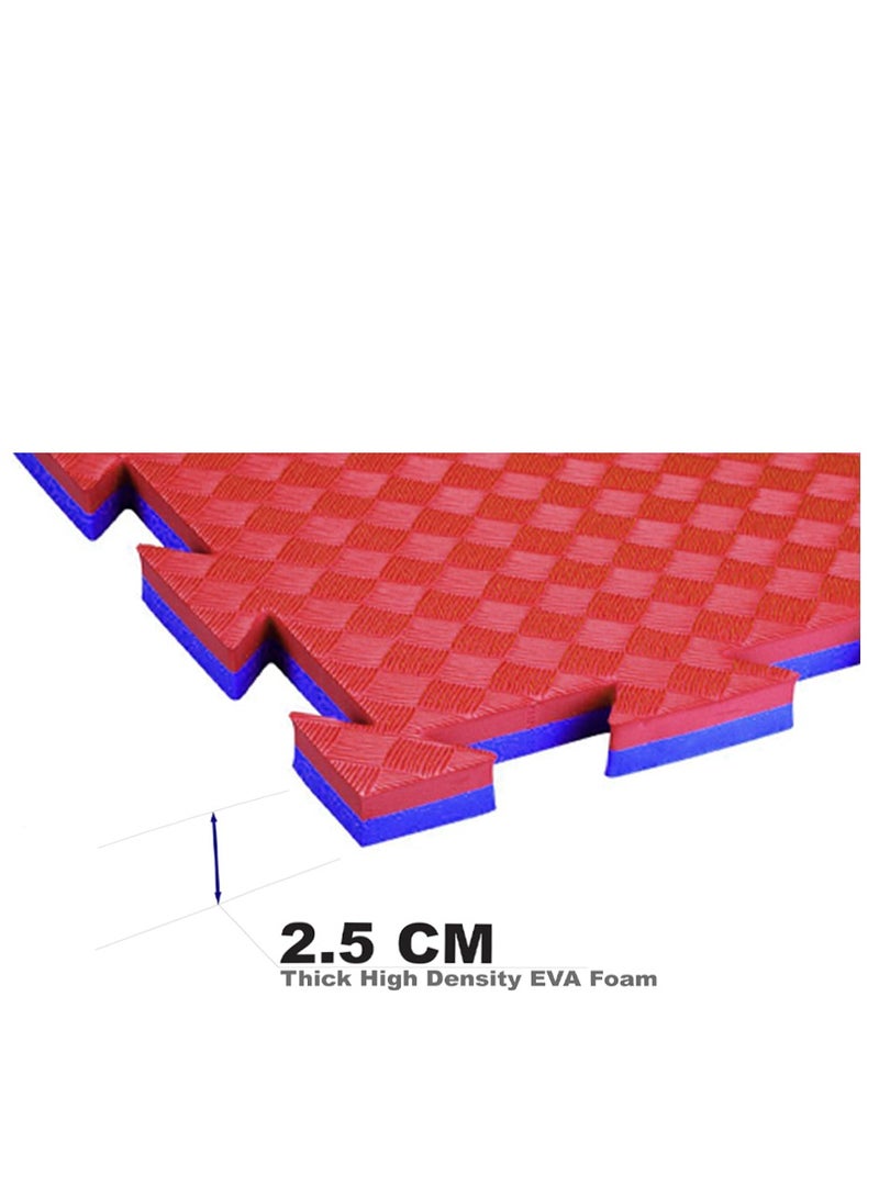 سكاي لاند حصائر ألغاز متشابكة عالية الكثافة من EVA (5 قطع) بجودة ممتازة | سماكة 2.5 سم | مثالية لـ MMA، تدريب القوة، الأرضيات الرياضية المنزلية، الفنون القتالية، اليوغا، التمارين الرياضية، الأنشطة البدنية، وحماية الأرضيات | ألوان أحمر/أزرق، 104.5 × 104.5 × 2.5 سم | حصيرة رياضية متينة - EM-9318 - Image 4