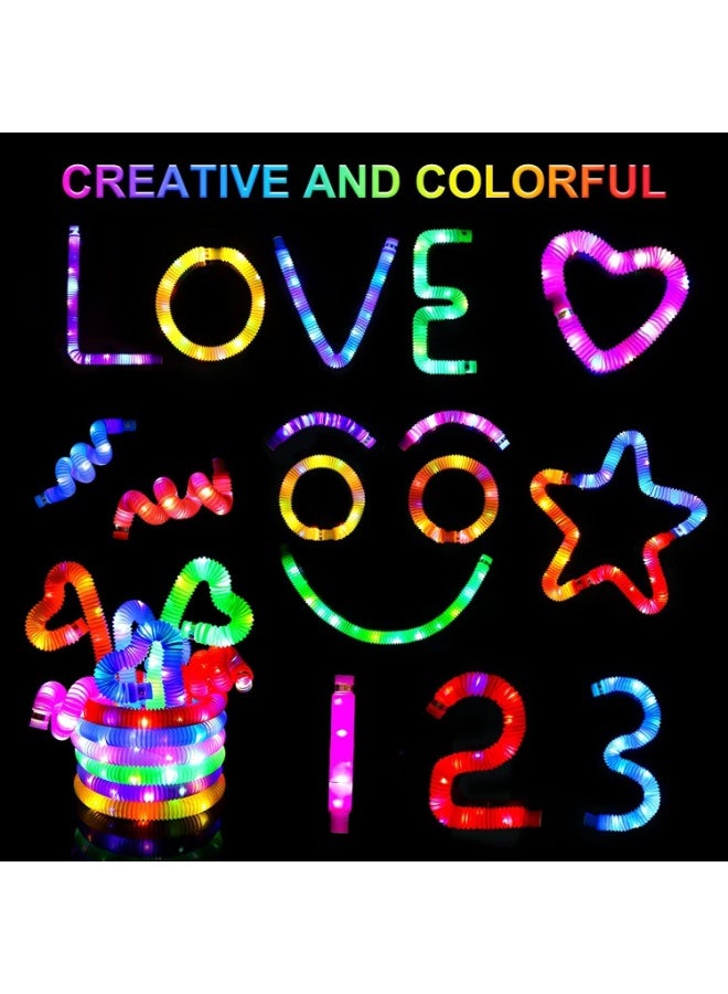 ARGT LED Flashing Pop Tube Fidget Toy Fun Pull and Pop Tubes Sensory Tubes for Kids Adults Stretch and Bend ADHD Autism Anxiety Stress Relief Toys Great Gift Party Prizes (6 Piece) - Image 4