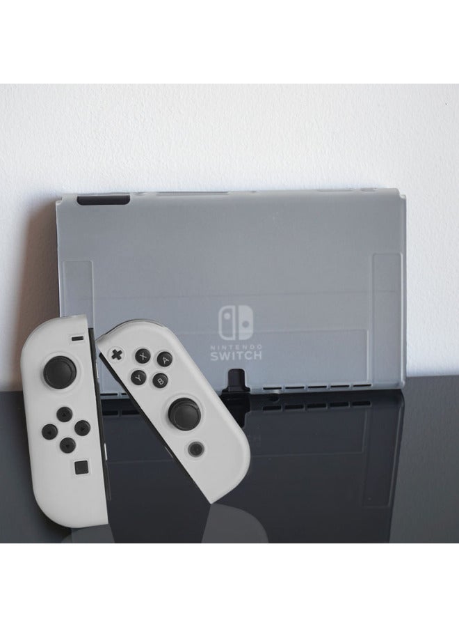 Direct Nintendo Game Switch Oled Tpu Soft Shell Protective Shell Split Transparent Anti-fall-Model:OLED Tpu Frosted Handle Powder Blue Black Middle Frame - Image 2