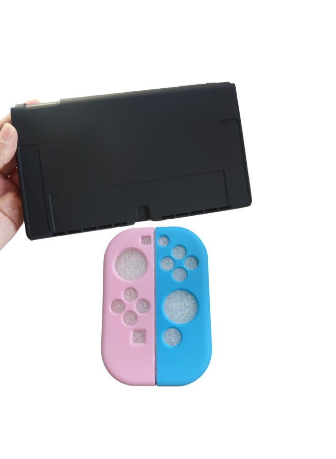 Direct Nintendo Game Switch Oled Tpu Soft Shell Protective Shell Split Transparent Anti-fall-Model:OLED Tpu Frosted Handle Powder Blue Black Middle Frame - Image 1