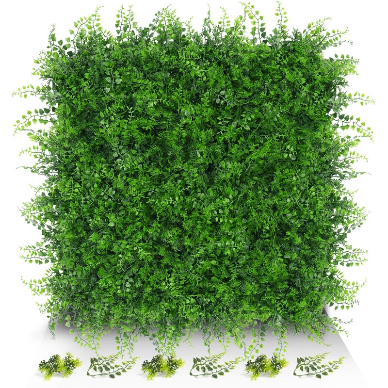Evernature 20x20 12pcs Grass Wall Panels Artificial Fern Grass Backdrop with UV Protection Fake Greenery Plant Boxwood Panels Green Wall Decor for Outdoor Indoor Patio Garden Backyard - Image 2
