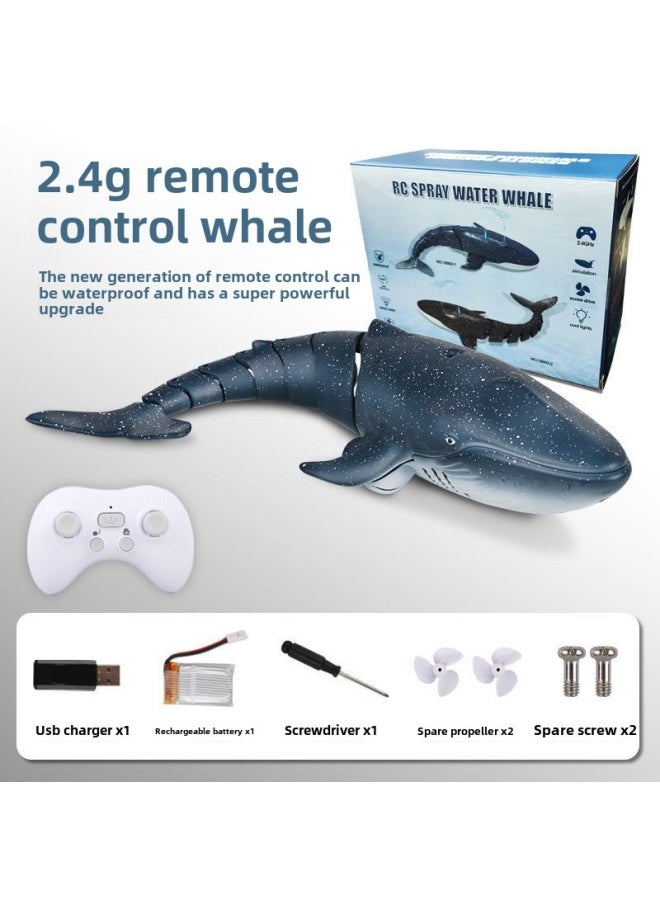 Remote Control Shark Children Electric Remote Control Shark Charging Simulation Model Summer Swimming Toys Water Toys-Color:Smear Whale Blue (upgraded Water Spray/light/extended) Gift Box-Specifications:Official Standard Configuration [lasts About 30 Minutes]  - Image 1