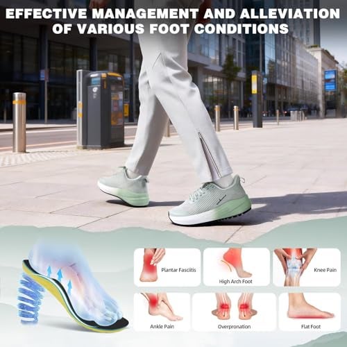 OrthoComfoot Men's Orthopedic Wide Slip On Mid Trekking Shoes: Lightweight Soft Plantar Fasciitis Heel Spur Arch Support Orthotic Bunions Recovery Hiking Sneakers, Comfortable Sport Gowalk Tennis Shoes Mint Size 9 - Image 4