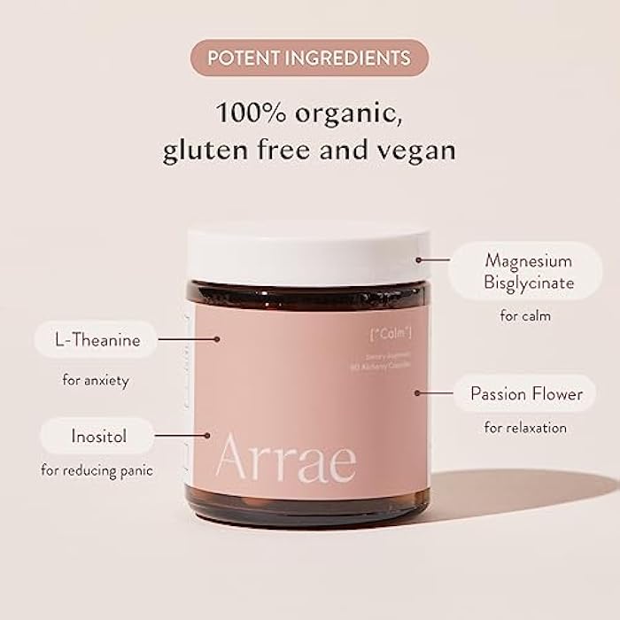 Arrae Calm Cortisol Manager - 60 Stress & Panic Relief Capsules - Mood Support Supplement w/L-Theanine, Inositol, Passionflower, & Magnesium to Help You Feel Zen - Image 2
