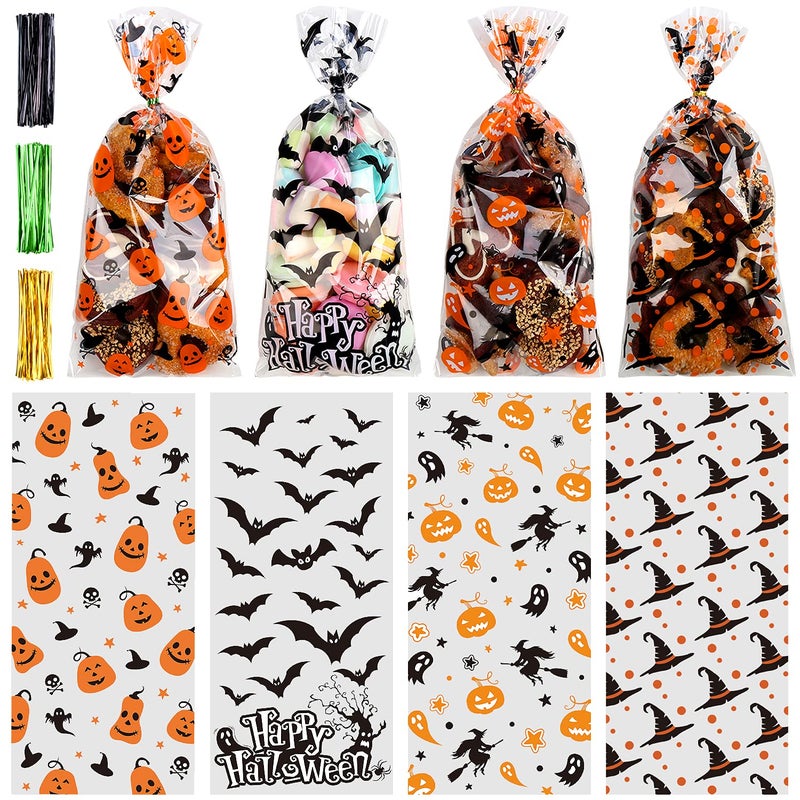 STEFORD Halloween Cellophane Bags180 PCS Halloween Clear Cellophane Candy Gift Treat Bags for Party Favors Supplies - Image 3