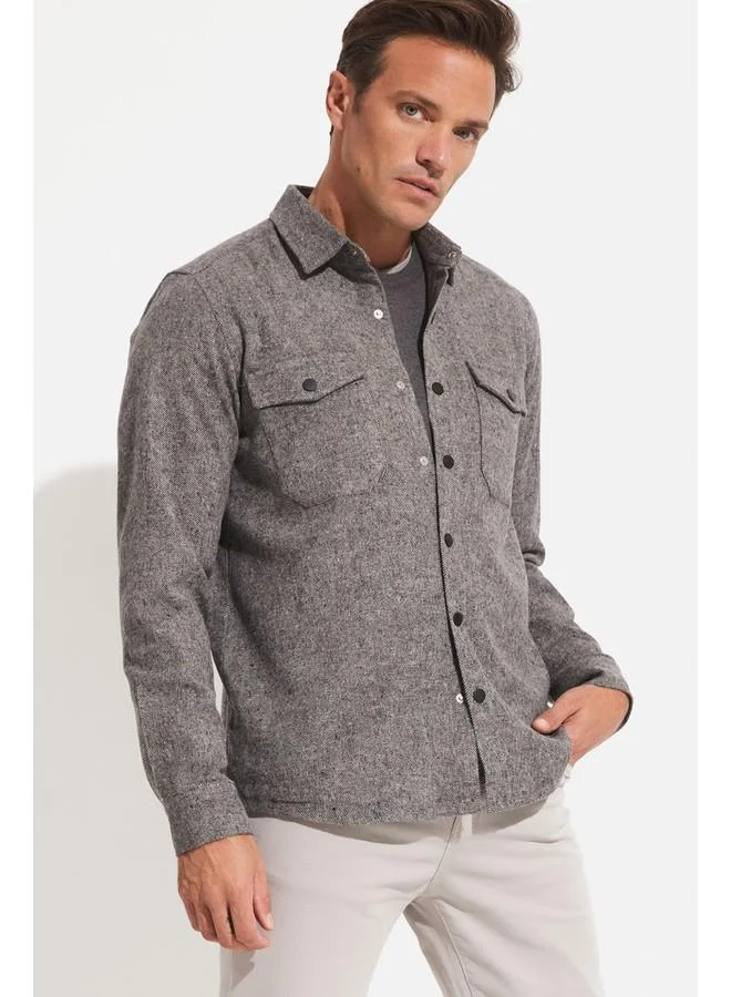 JUNE June Men Snap-button Shirt Grey