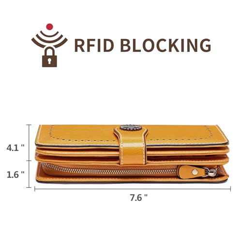 SENDEFN Wallets for Women Leather Credit Card Holder with RFID Blocking Large Capacity Wristlet - Image 5