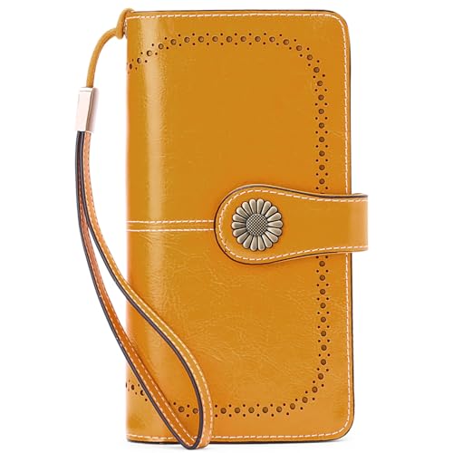 SENDEFN Wallets for Women Leather Credit Card Holder with RFID Blocking Large Capacity Wristlet - Image 3
