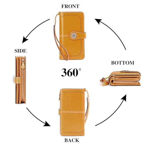 SENDEFN Wallets for Women Leather Credit Card Holder with RFID Blocking Large Capacity Wristlet - Image 4
