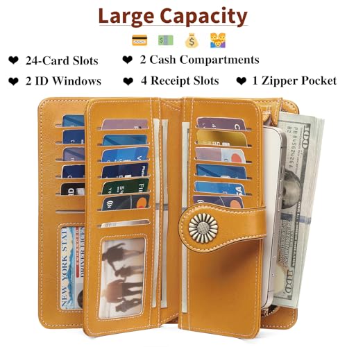 SENDEFN Wallets for Women Leather Credit Card Holder with RFID Blocking Large Capacity Wristlet - Image 2