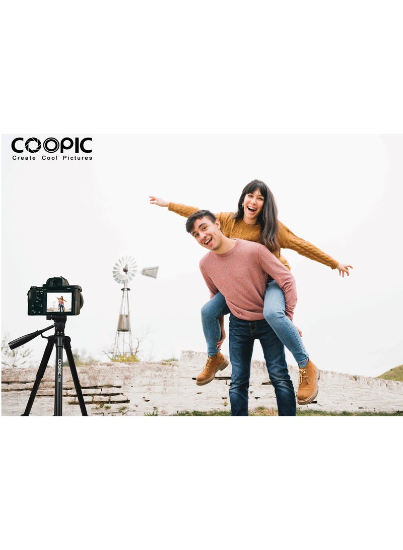 COOPIC T750 Professional Camera and Mobile Tripod 174cm Adjustable Lightweight and Portable Tripod for DSLR Mirrorless and Smartphone Photography - Ideal for Travel Landscape and Portrait Photography - Image 5