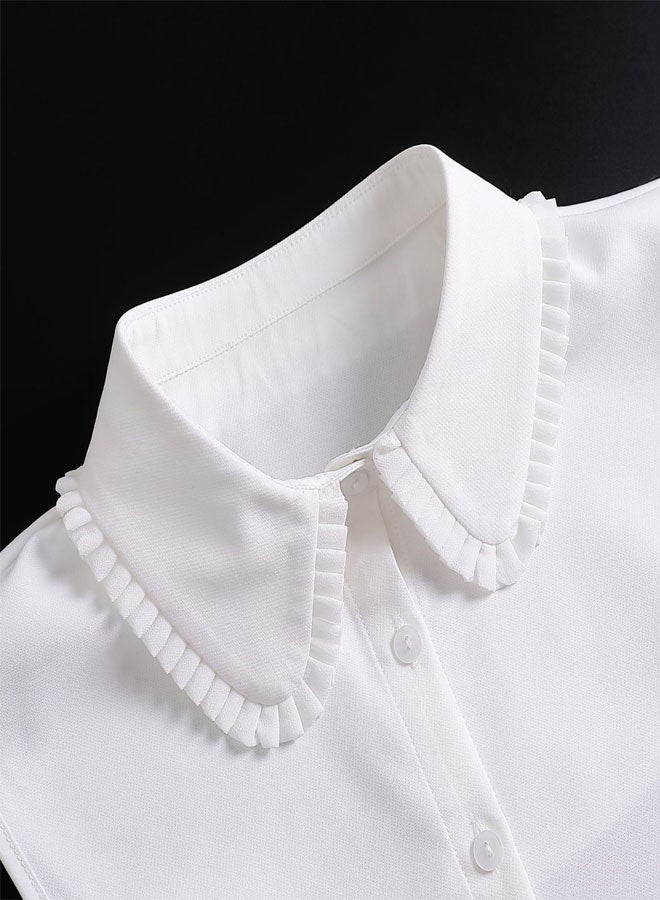 HAWAWA Chiffon Fake Collar Detachable Collar for Women Half Shirts Half False Blouse Dickey Women False Collar White 1 Pack - Image 5