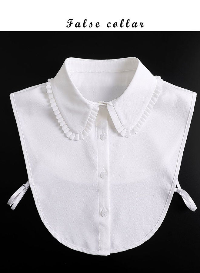 HAWAWA Chiffon Fake Collar Detachable Collar for Women Half Shirts Half False Blouse Dickey Women False Collar White 1 Pack - Image 3