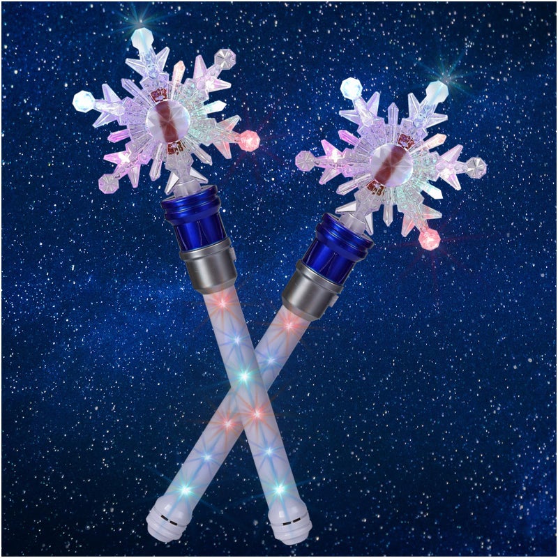 Fleeting Time Light Up Frozen Snowflake Wand Snowflake Spinning WandsMagic Wand Rotating Toy for Girls and Boys Magic Princess Sensory ToysChristmas Birthday Gift Blue2PC - Image 3