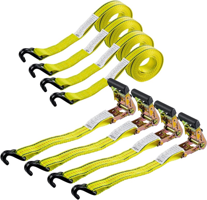 Autofonder 4pcs 1-1/2 x 15 ft Heavy Duty Ratchet Cargo Tie Down Straps 3000 lbs - Image 1