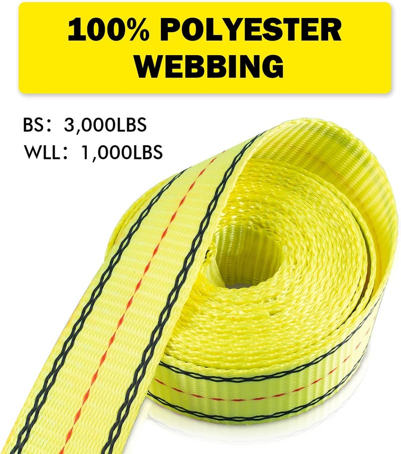 Autofonder 4pcs 1-1/2 x 15 ft Heavy Duty Ratchet Cargo Tie Down Straps 3000 lbs - Image 4
