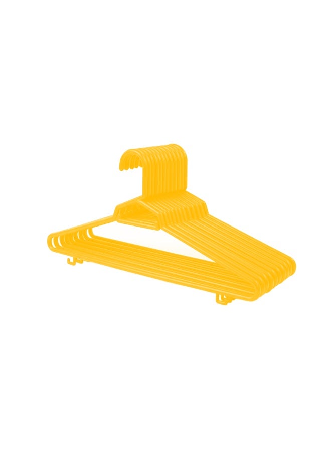 Ethic Solutions 12pcs of 17" Plastic Round Hangers – 17 Inch Length x 8.9 Inch Height – Durable Clothes Hangers for Shirts, Pants, Coats, Closet & Retail Use – Yellow - Image 1