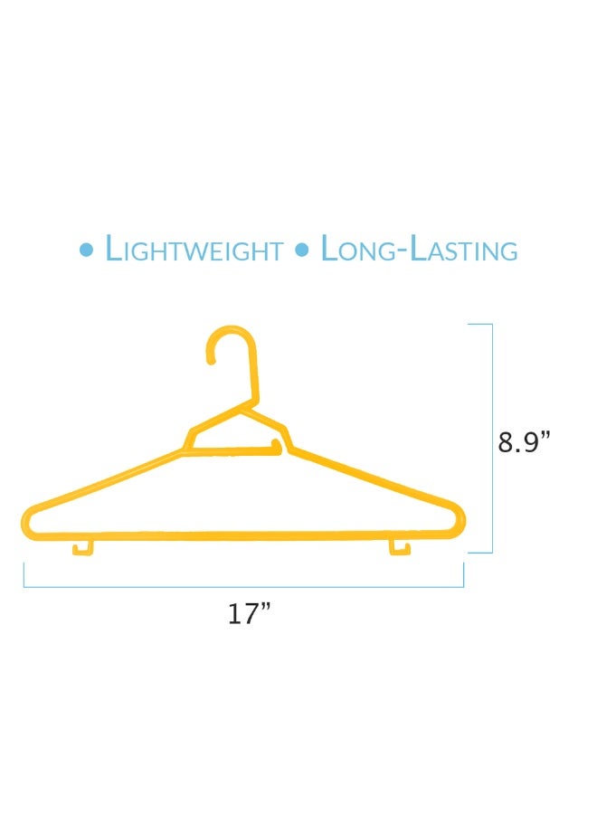 Ethic Solutions 12pcs of 17" Plastic Round Hangers – 17 Inch Length x 8.9 Inch Height – Durable Clothes Hangers for Shirts, Pants, Coats, Closet & Retail Use – Yellow - Image 4