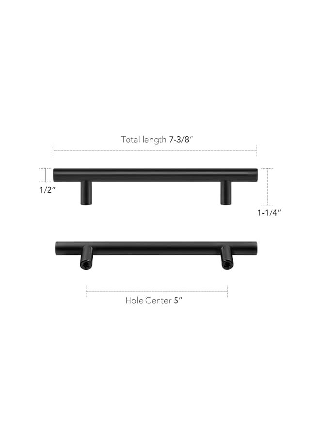 PROMASS 25 Pack 7.38'' Matte Black Cabinet Pulls Stainless Steel Cabinet Handles 7-3/8 inch Length Matte Black Drawer Pulls 5 inch Hole Center Kitchen Drawer Pulls  - Image 3