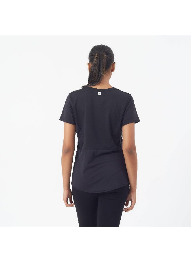 Domyos Domyos BY DECATHLON,Women Sports Gym T-Shirt Black  - Image 3