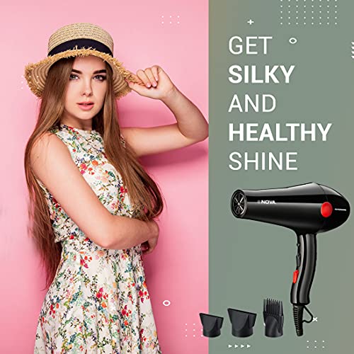 Nova NHP 8215 1800 Watts Professional Hair Dryer for Women (Black/RED) - Image 2