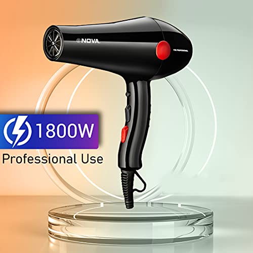 Nova NHP 8215 1800 Watts Professional Hair Dryer for Women (Black/RED) - Image 3