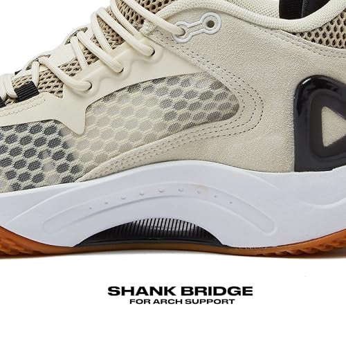 AND1 Scope Basketball Shoes for Women and Men, High Top Men’s Basketball Shoes - Womens Basketball Sneakers - Cream/Tan/Black, 5 Medium - Image 2