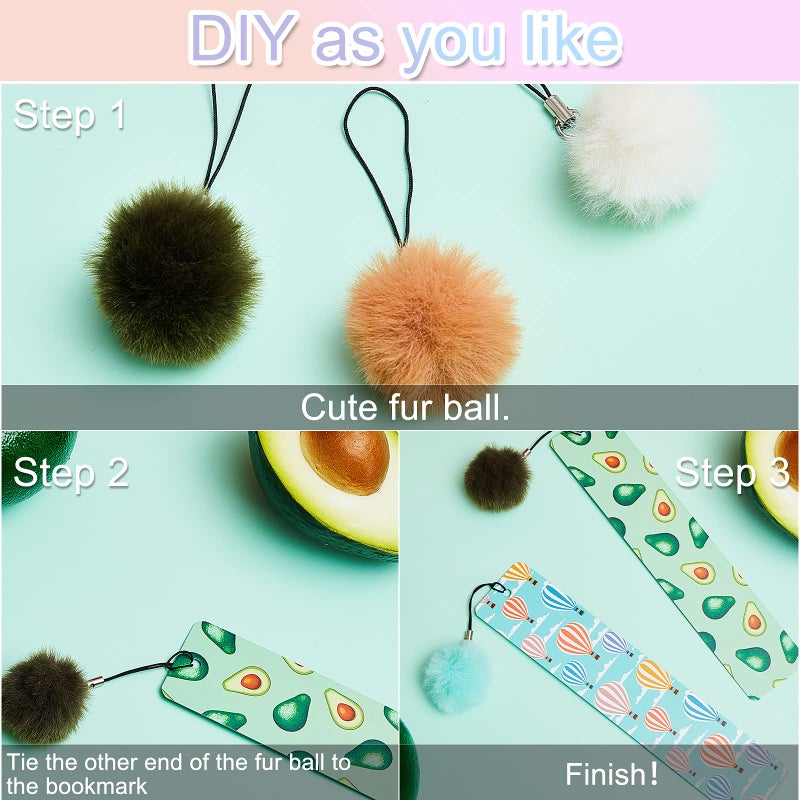 Outus 12 Pack Cute Bookmarks for Kids Girly Book Marks with Rulers Fluffy Pendant Page Markers Reading Accessories Gift for Girls Women Students School Supplies Classroom Rewards Bookworm Party Favors - Image 3