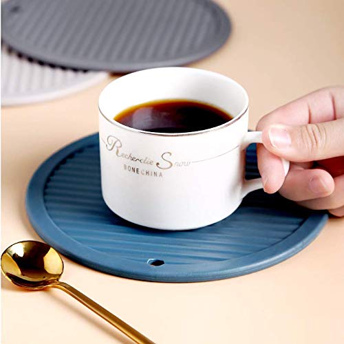 KITOOL 4 PCs of Round Silicone Heat Insulation pad, Thickened Dining Table mat, Coaster, Casserole mat, Non-Slip mat, Anti-Scald mat, high Temperature Resistance 6 in (Pack - 4 Blue) - Image 4