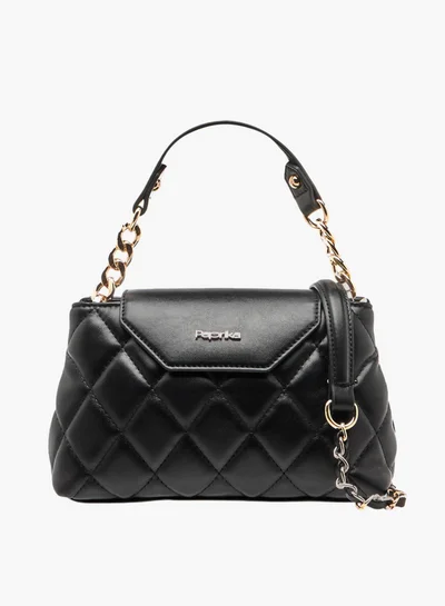 Paprika Quilted Crossbody Bag with Detachable Chain Strap and Flap Closure