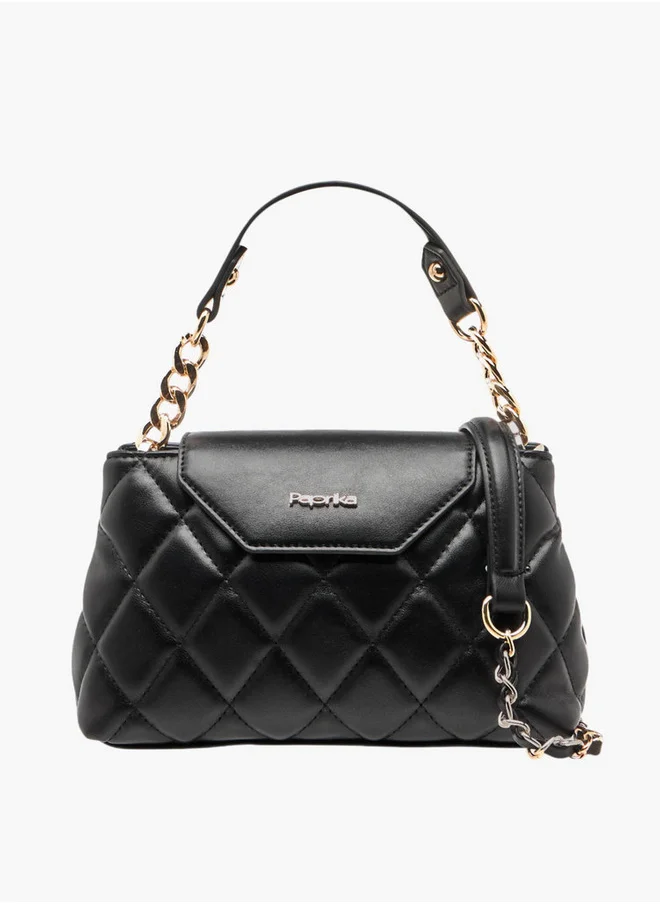 بابريكا Quilted Crossbody Bag with Detachable Chain Strap and Flap Closure