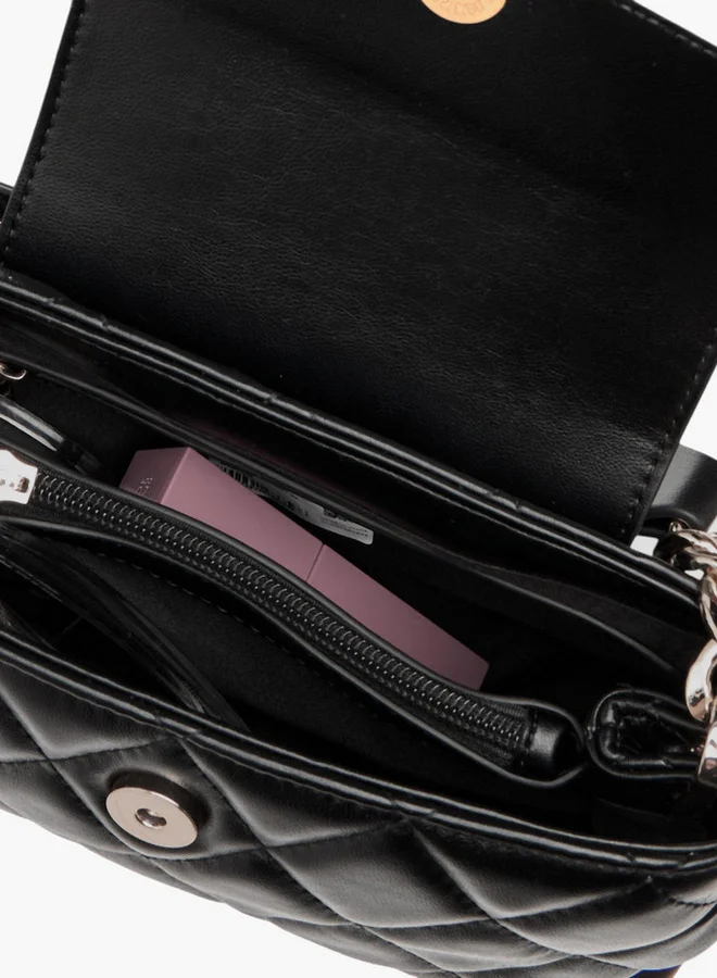 بابريكا Quilted Crossbody Bag with Detachable Chain Strap and Flap Closure